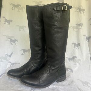 Frye Women’s Pippa Tall Black Leather Boots Sz 7.5 B GUC Riding SOFT Back Zip